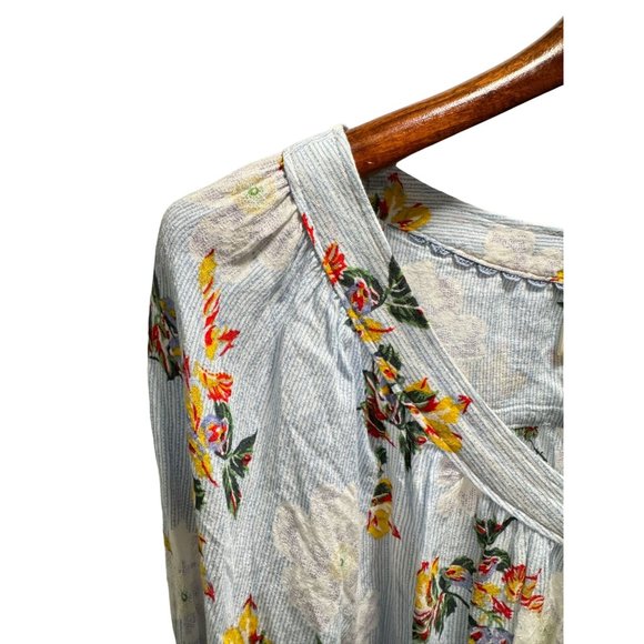 Anthropologie MAEVE Blue Yellow Red Floral Blouse Top Flowy Women’s Small Size 4 - Picture 4 of 8